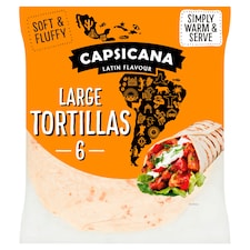 Capsicana 6 Large Tortilla Wheat Flour Wraps 390G