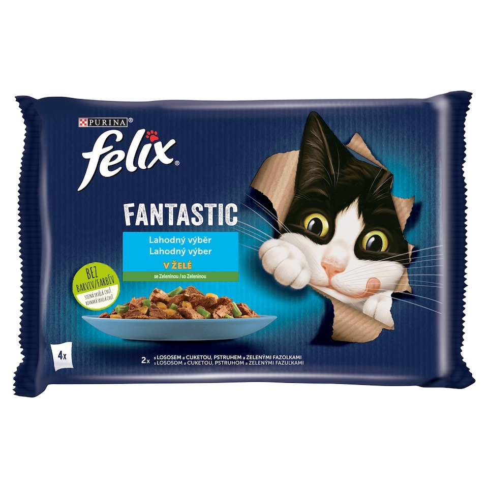 obrázok 1 z Felix Fantastic kapsičky pre mačky losos, pstruh v želé 4 x 85 g