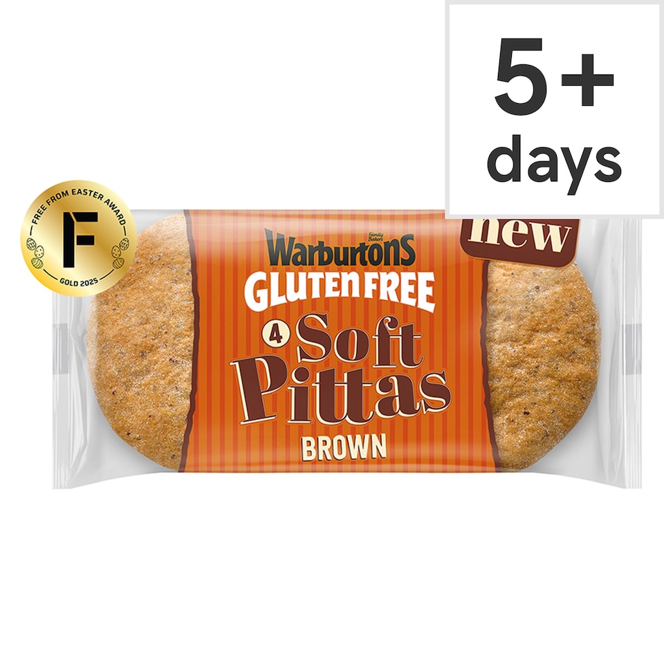 Warburtons Gluten Free 4 Soft Brown Pittas