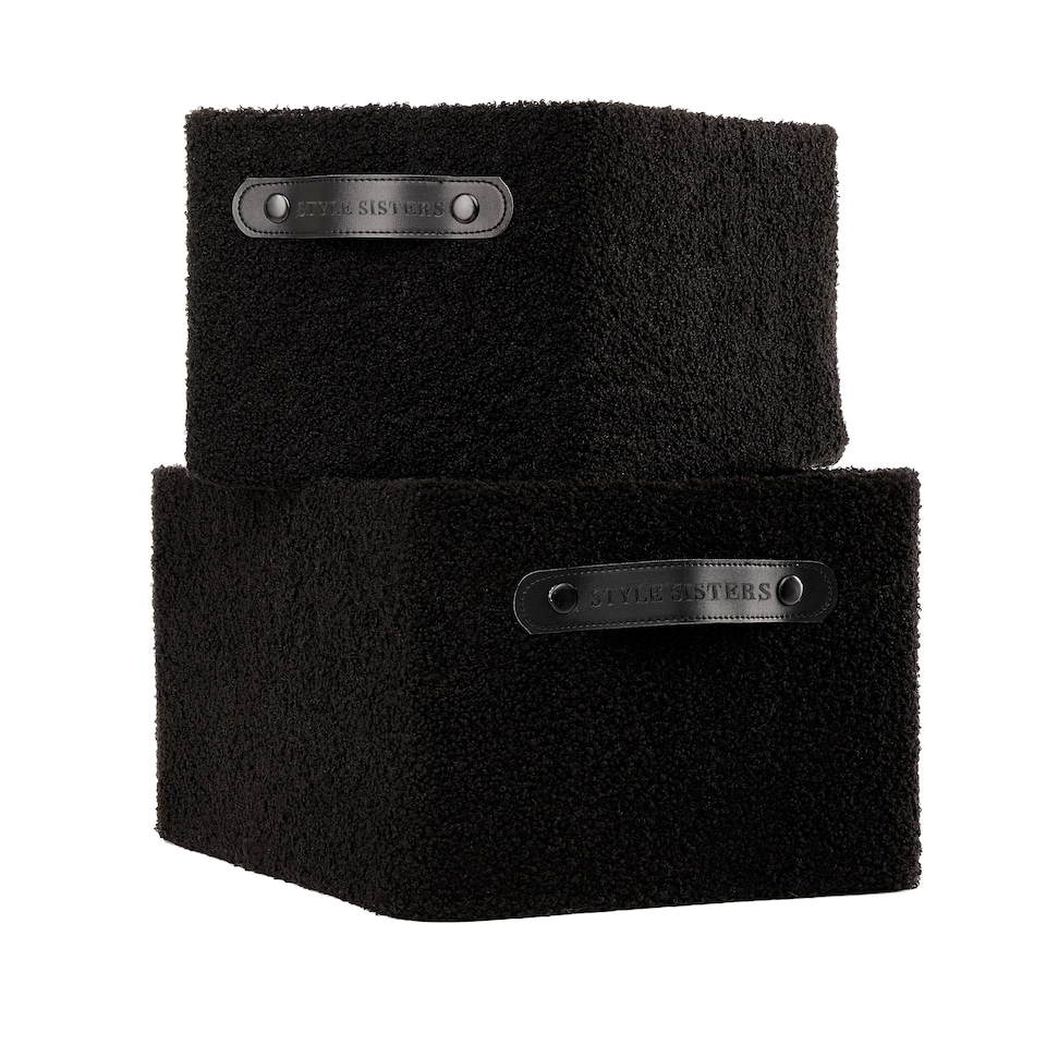 image 1 of Style Sisters Boucle Storage Boxes Set of 2