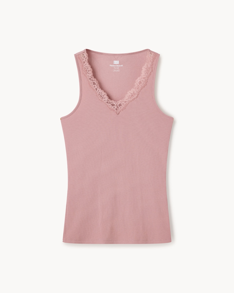 image 1 of F&F WARMPLUS™ Medium Warmth Thermal V Neck Vest in Pink