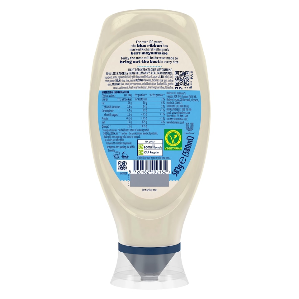 image 1 of Hellmann's Light Mayonnaise Squeezy 580ml