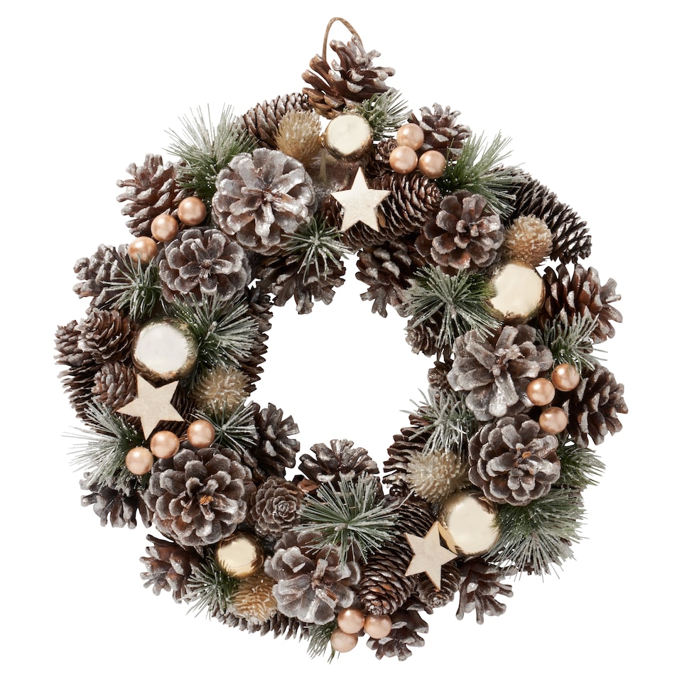 image 1 of Bayswood Gilver Wooden Wreath Christmas Decoration
