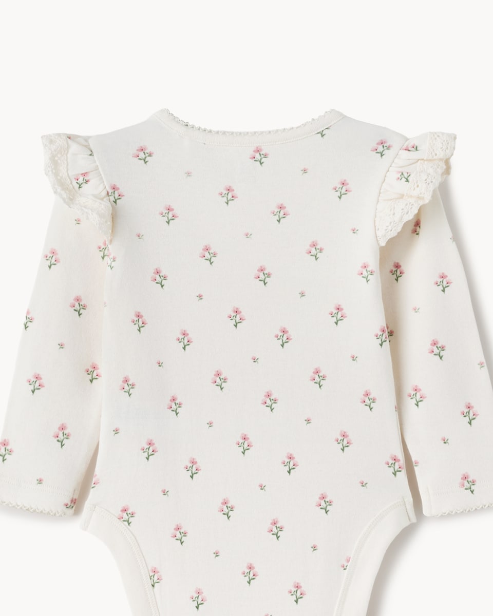 image 1 of F&F Baby 3-Pack Cotton Rich Frill Bodysuits in Mink