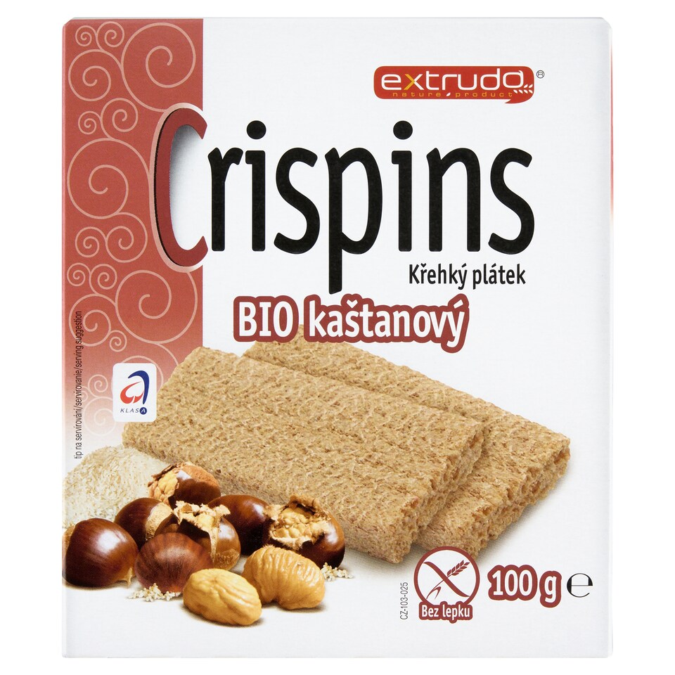 Extrudo Crispins Bio kaštanový křehký plátek 100g
