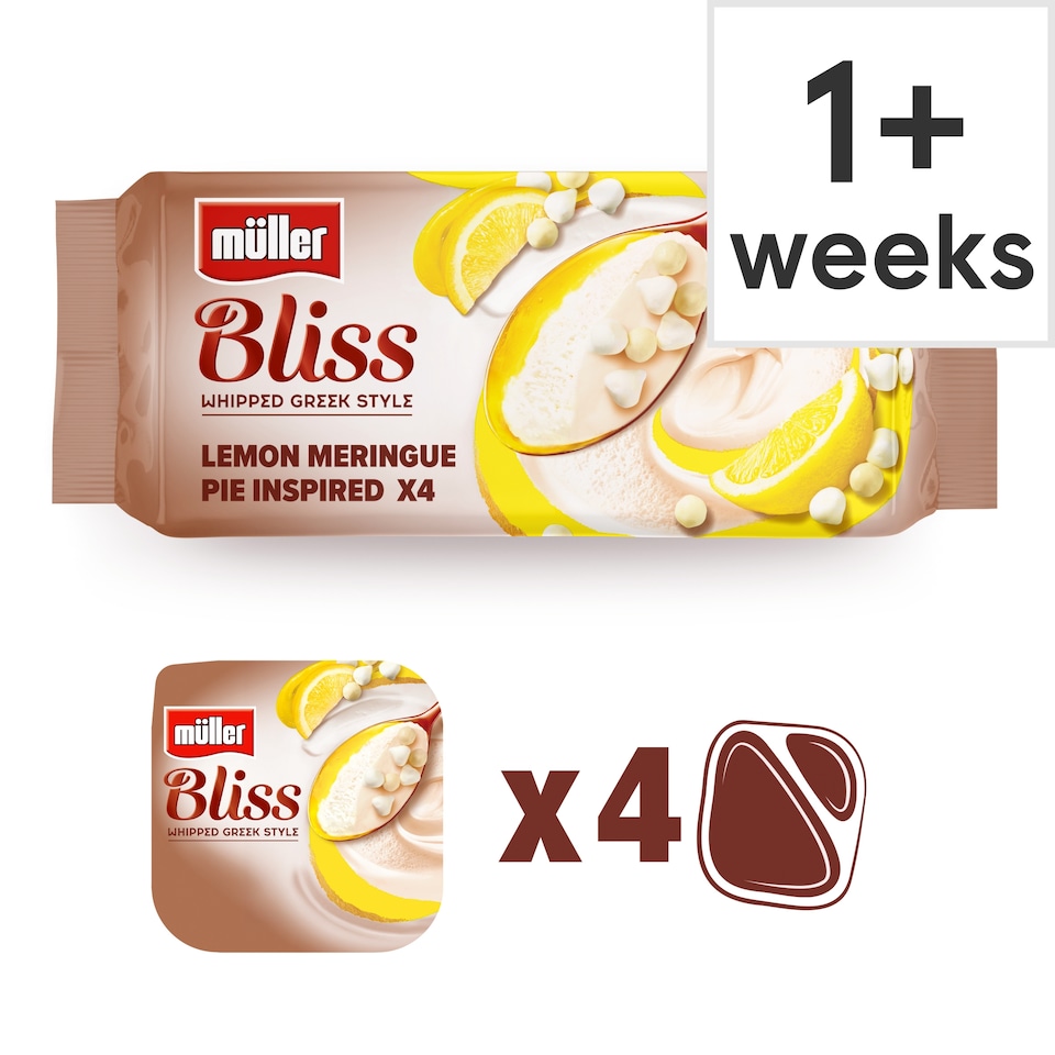 image 1 of Muller Bliss Whipped Greek Style Yogurt Lemon Meringue Pie 4 x 100g