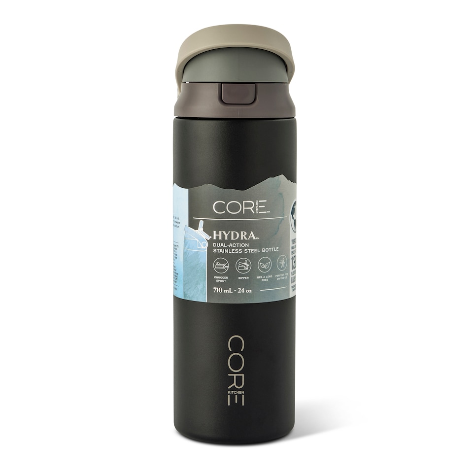 image 1 of Core Kitchen Black Hydra Dual Function Water Bottle 710ml
