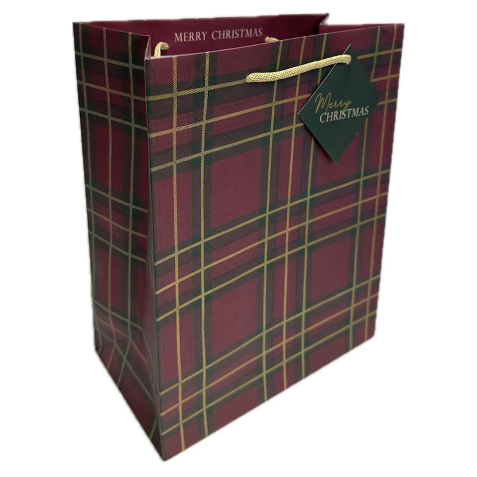 image 1 of Tesco Tartan Large Christmas Gift Bag