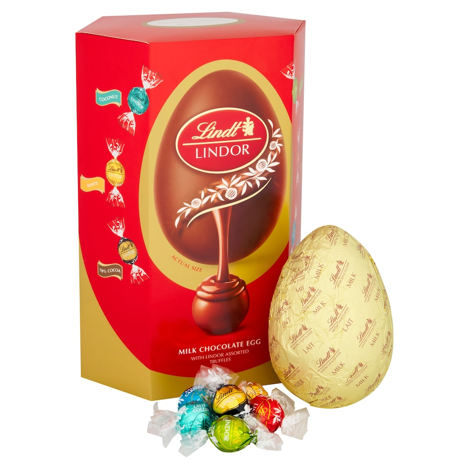 image 1 of Lindt Lindor Milk Chocolate Egg with Lindor Assorted Truffles 310g