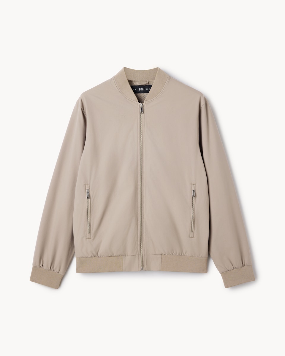 image 1 of F&F Zip Up Bomber Jacket in Stone