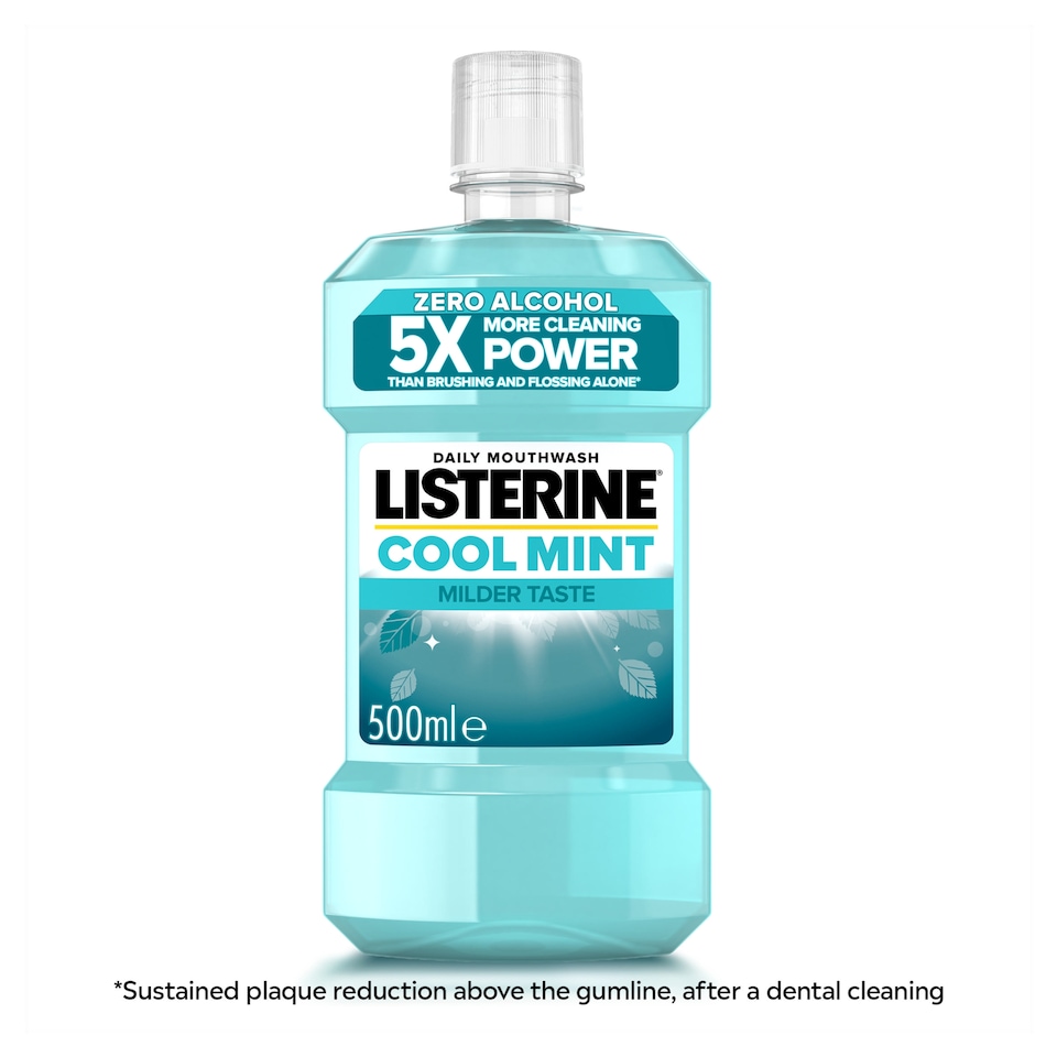 image 1 of Listerine Zero Alcohol Cool Mint Milder Taste Mouthwash 500ml