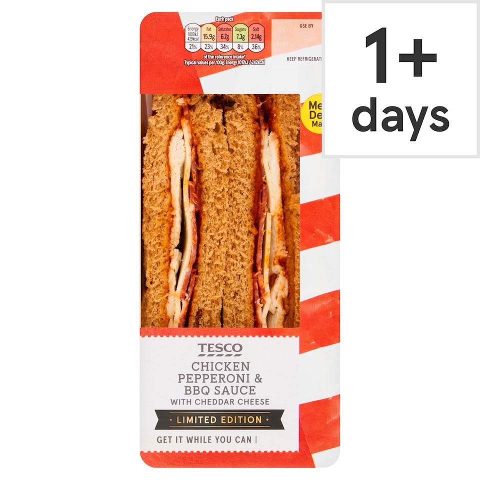 Tesco Chicken Pepperoni and BBQ Sauce Sandwich Limited Edition