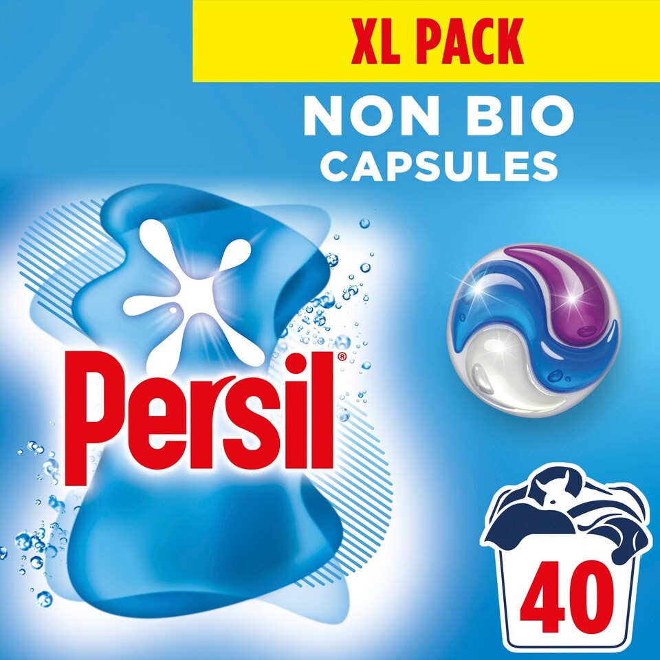 image 1 of Persil Non Bio 3 in 1 Sensitive Washing Capsules Laundry Detergent 40 Washes 844g