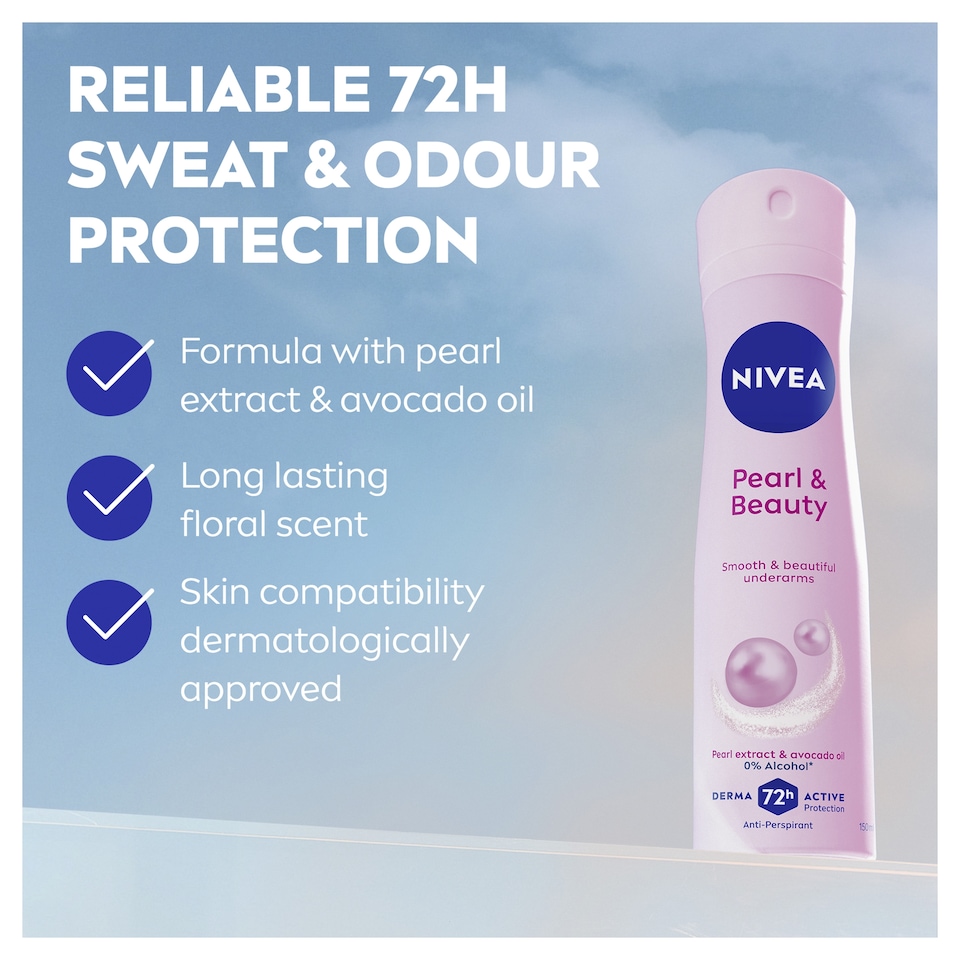 image 1 of NIVEA Pearl & Beauty Antiperspirant Deodorant Spray 150ml