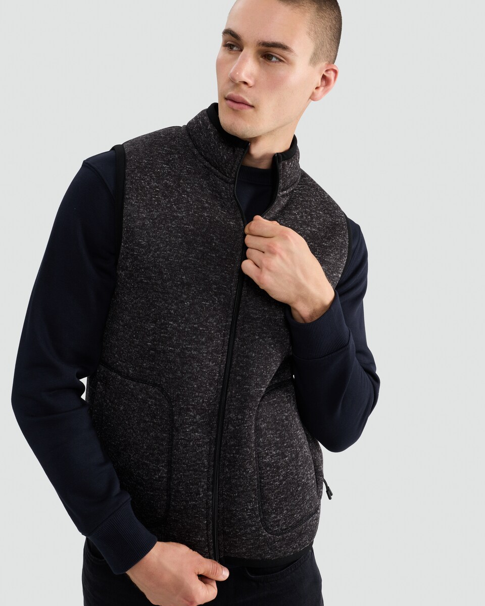 image 1 of F&F Snit Textured Zip Through Sleeveless Gilet in Grey