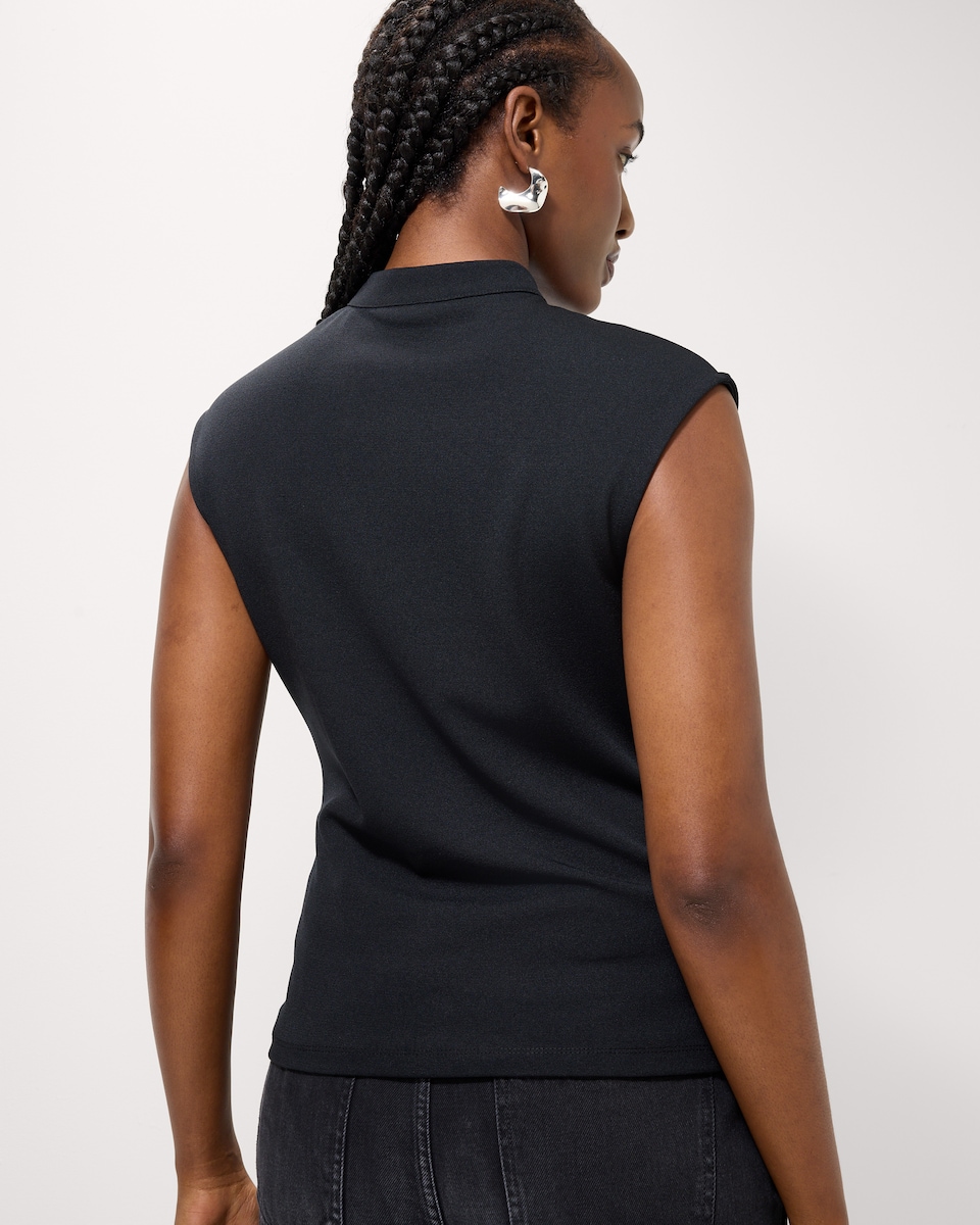 image 1 of F&F High Neck Collared Top in Black