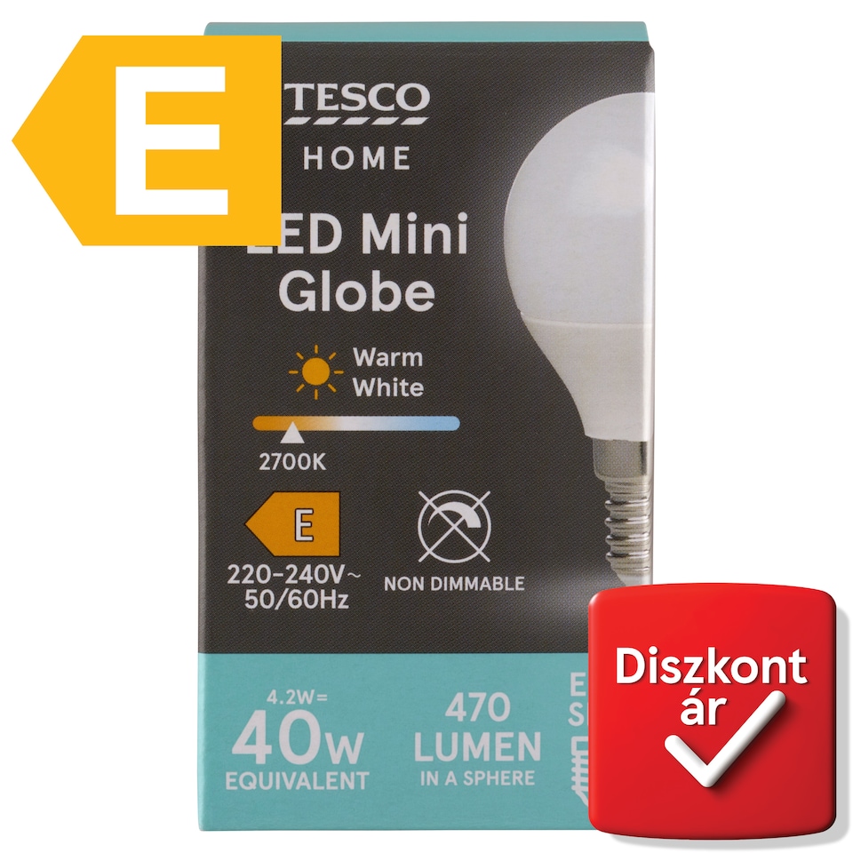 Tesco Home E14 470 lm 40 W 2700K LED mini gömb  1. kép