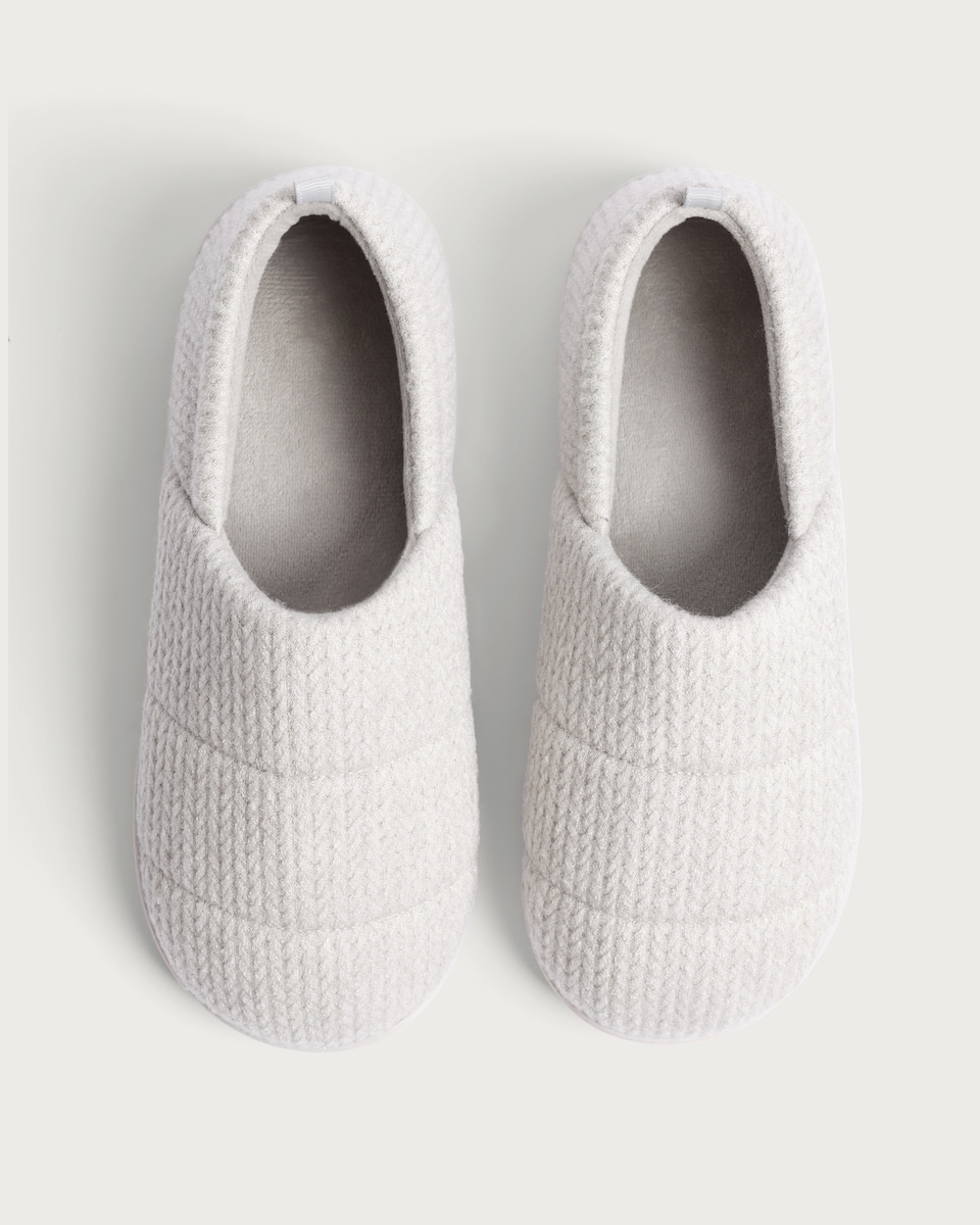 image 1 of F&F Quilted Embossed Slippers in Grey