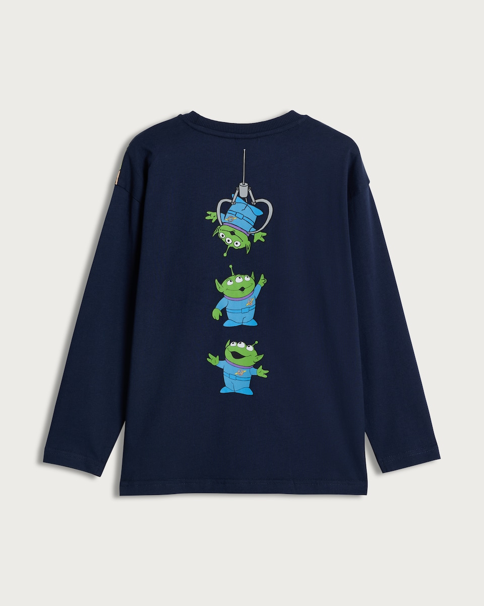 image 1 of Disney Toy Story Print Pure Cotton Long Sleeved Top in Navy