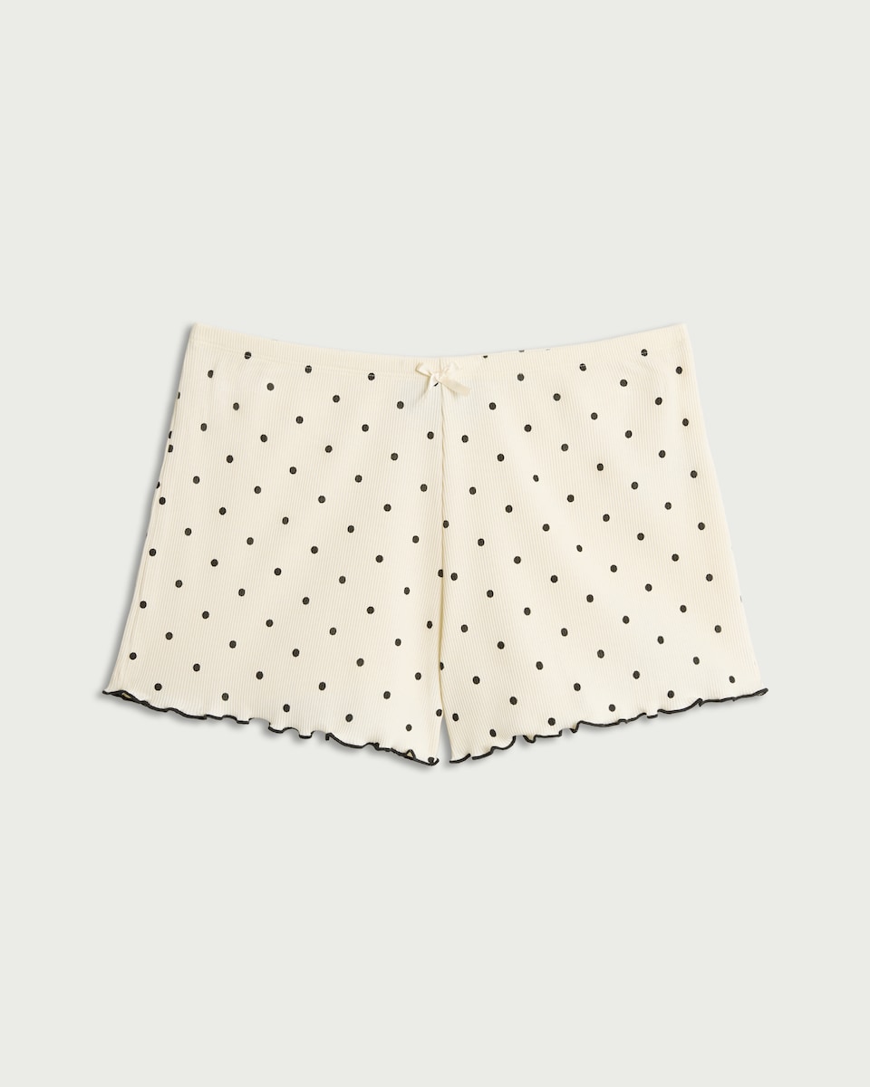 image 1 of OH ME OH MY Cotton Rich Bow Print Pyjama Shorts in Cream