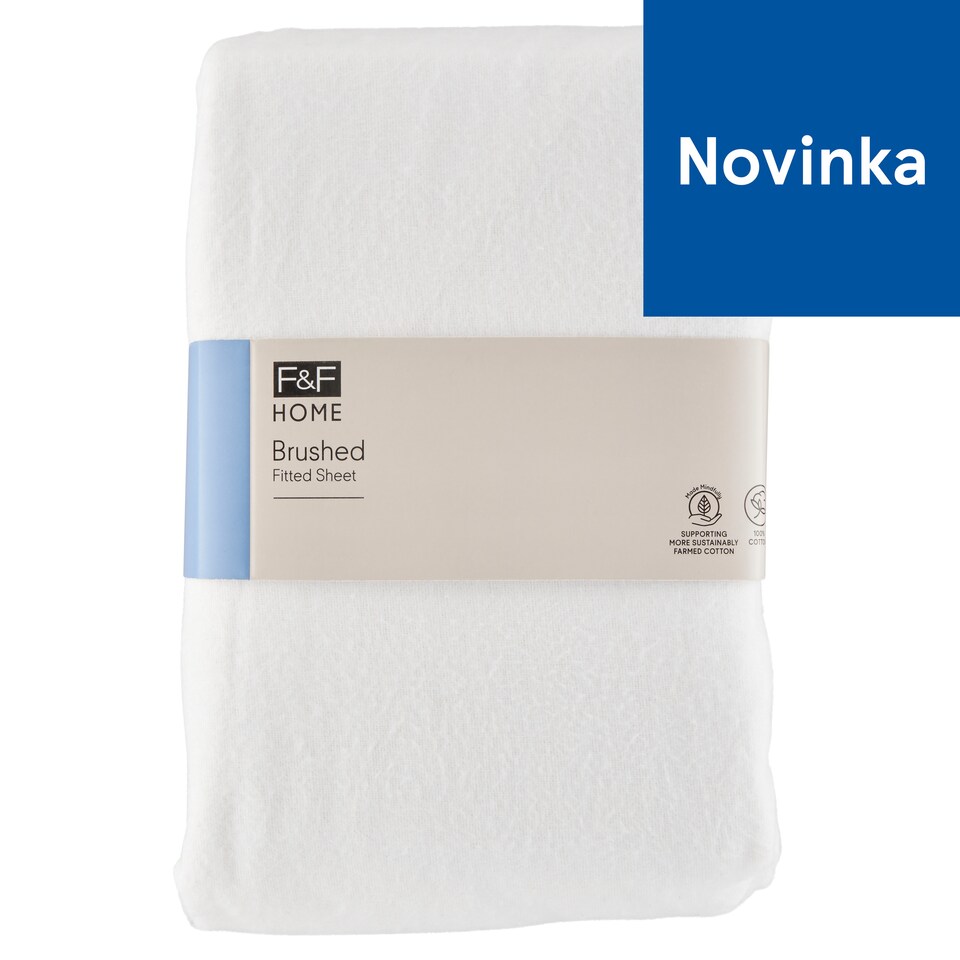 F&F Home White Brushed napínacia posteľná plachta 180 cm x 200 cm x 25 cm