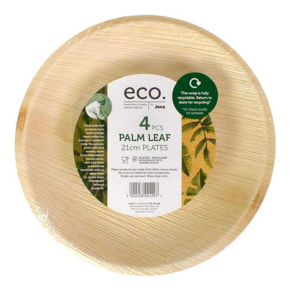 Jena Palm Leaf Plate 21Cm - 4 Pack