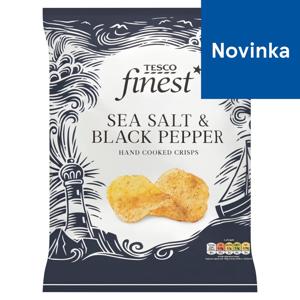 Tesco Finest Sea Salt and Black Pepper Crisps 150 g