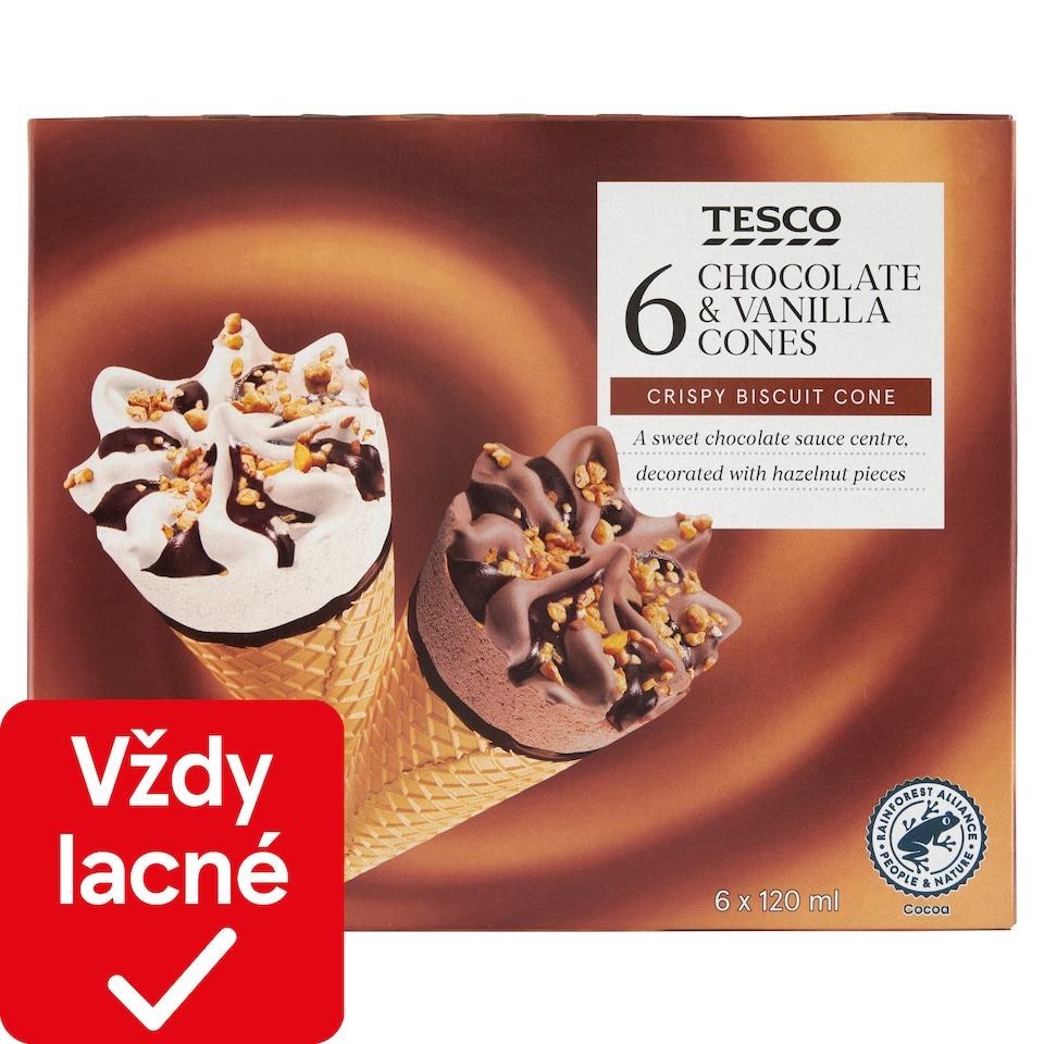 Tesco Chocolate & Vanilla Cone 6 x 120 ml (720 ml)
