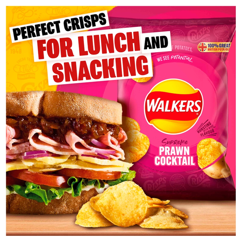 image 1 of Walkers Prawn Cocktail Grab Bag Crisps 45g