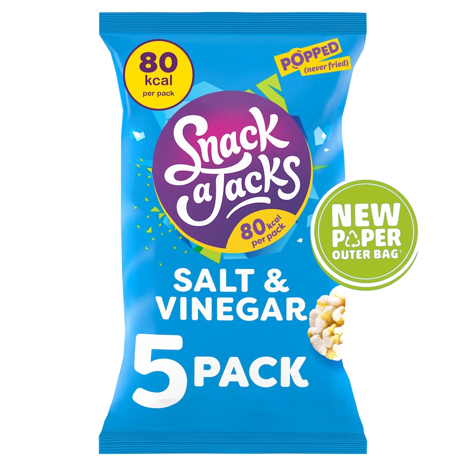image 1 of Snack a Jacks Salt & Vinegar Rice Cakes Multipack Snacks 5x19g