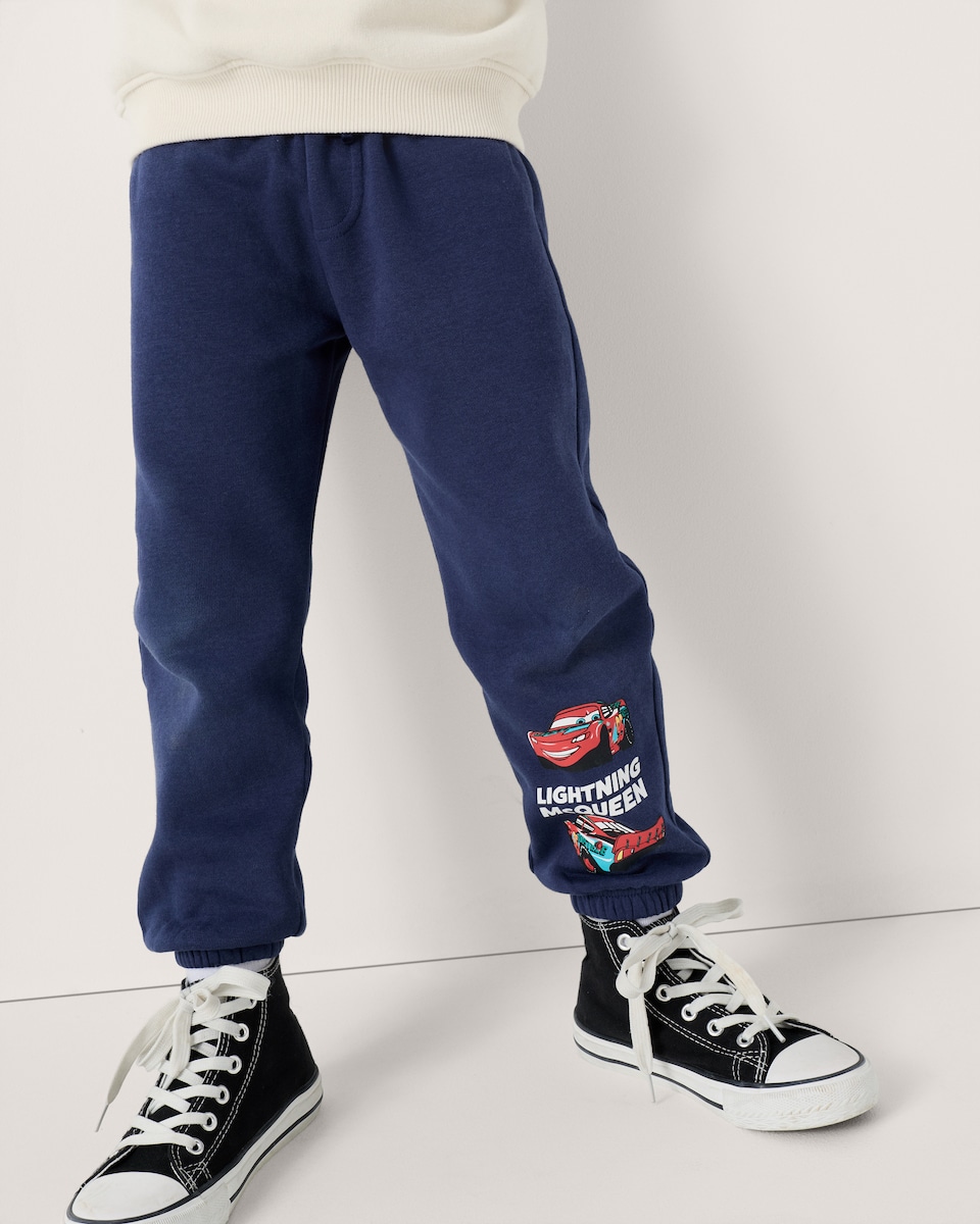 image 1 of Disney Lightning McQueen Cotton Rich Cuffed Joggers in Navy