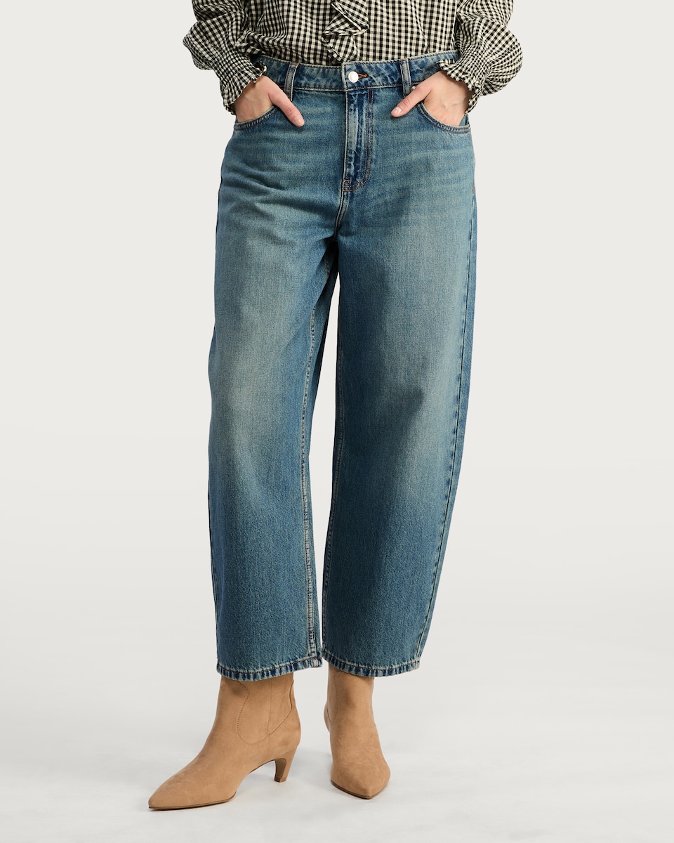 image 1 of The F&F Edit Barrel Leg Jeans in Blue