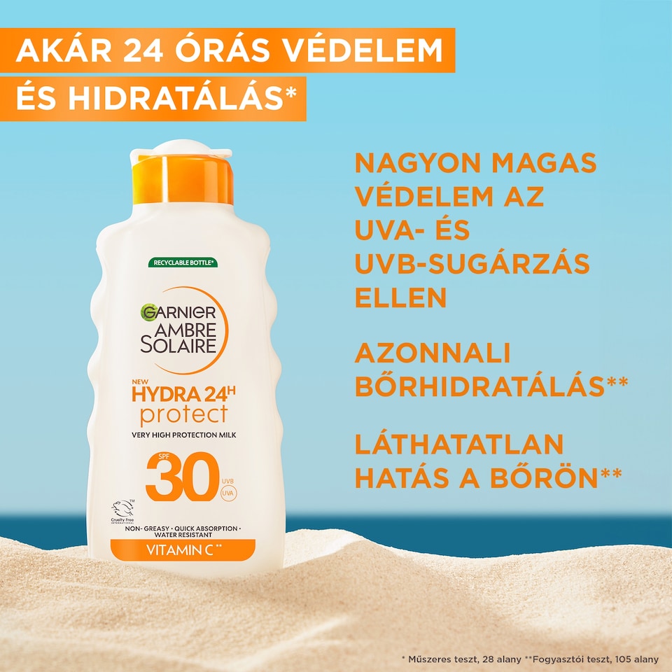 Garnier Ambre Solaire Hydra 24h UV-sugárzás elleni naptej magas védelemmel SPF 30 175 ml  1. kép