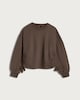 image 4 of The F&F Edit Cotton Rich Ruched Side Tie Detail Sweatshirt in Brown
