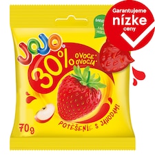 JOJO Potešenie Jahoda želé cukríky s ovocným pyré 70 g
