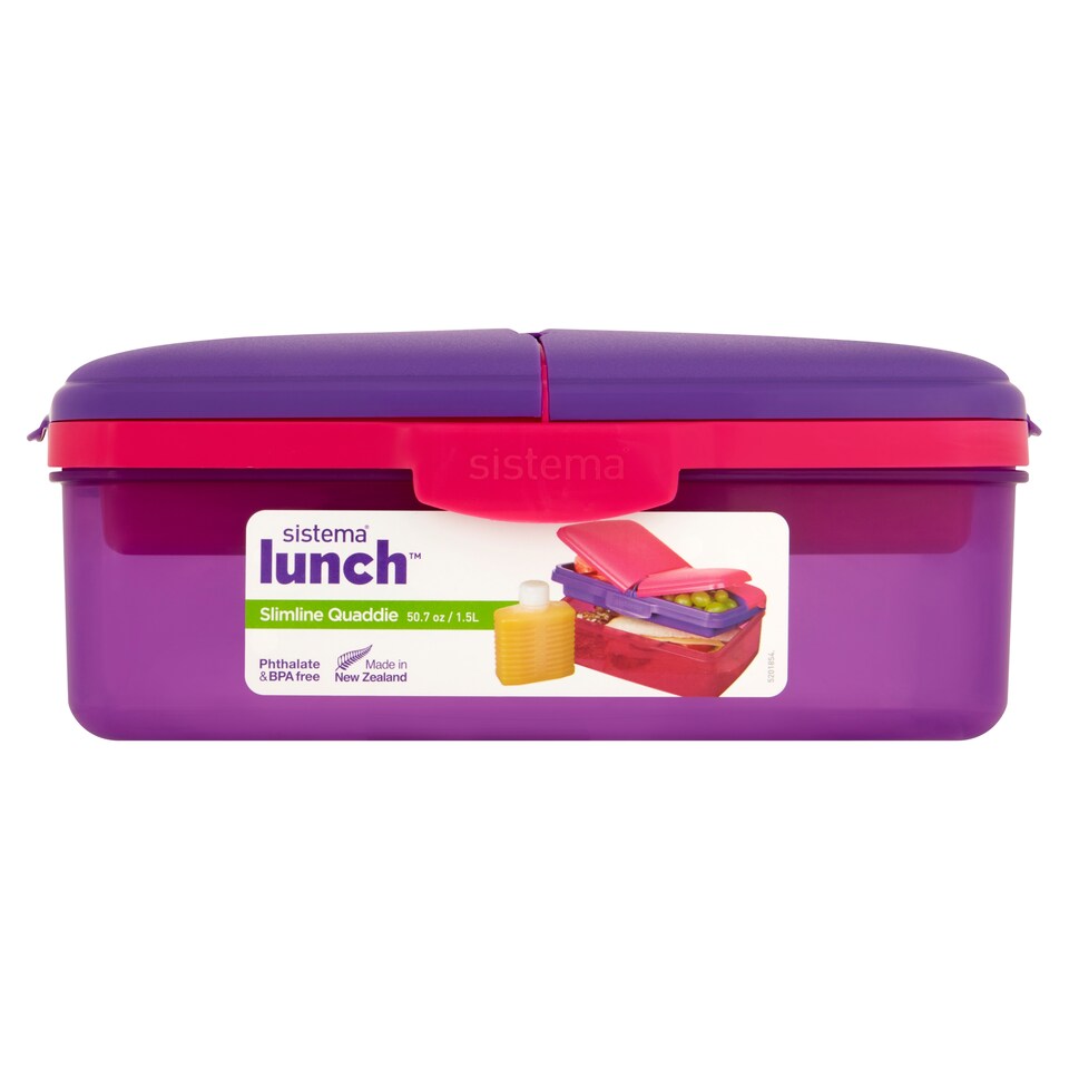 Sistema Slimline Quaddie Food Storage 1.5L with Water Bottle