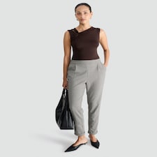 F&F Houndstooth Print Tapered Trousers in Beige