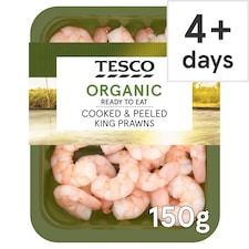 Tesco Organic Cooked & Peeled King Prawns 150g