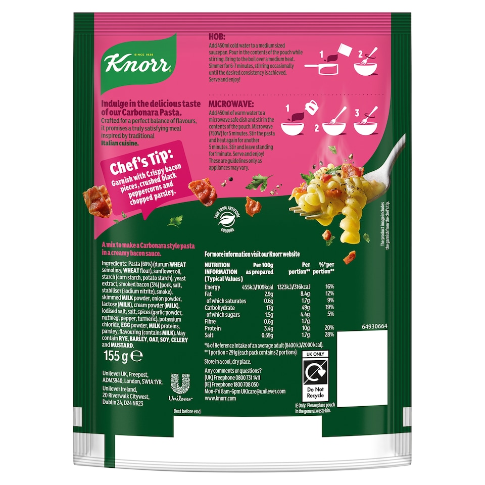 image 1 of Knorr Pastaria Pasta Carbonara 155G