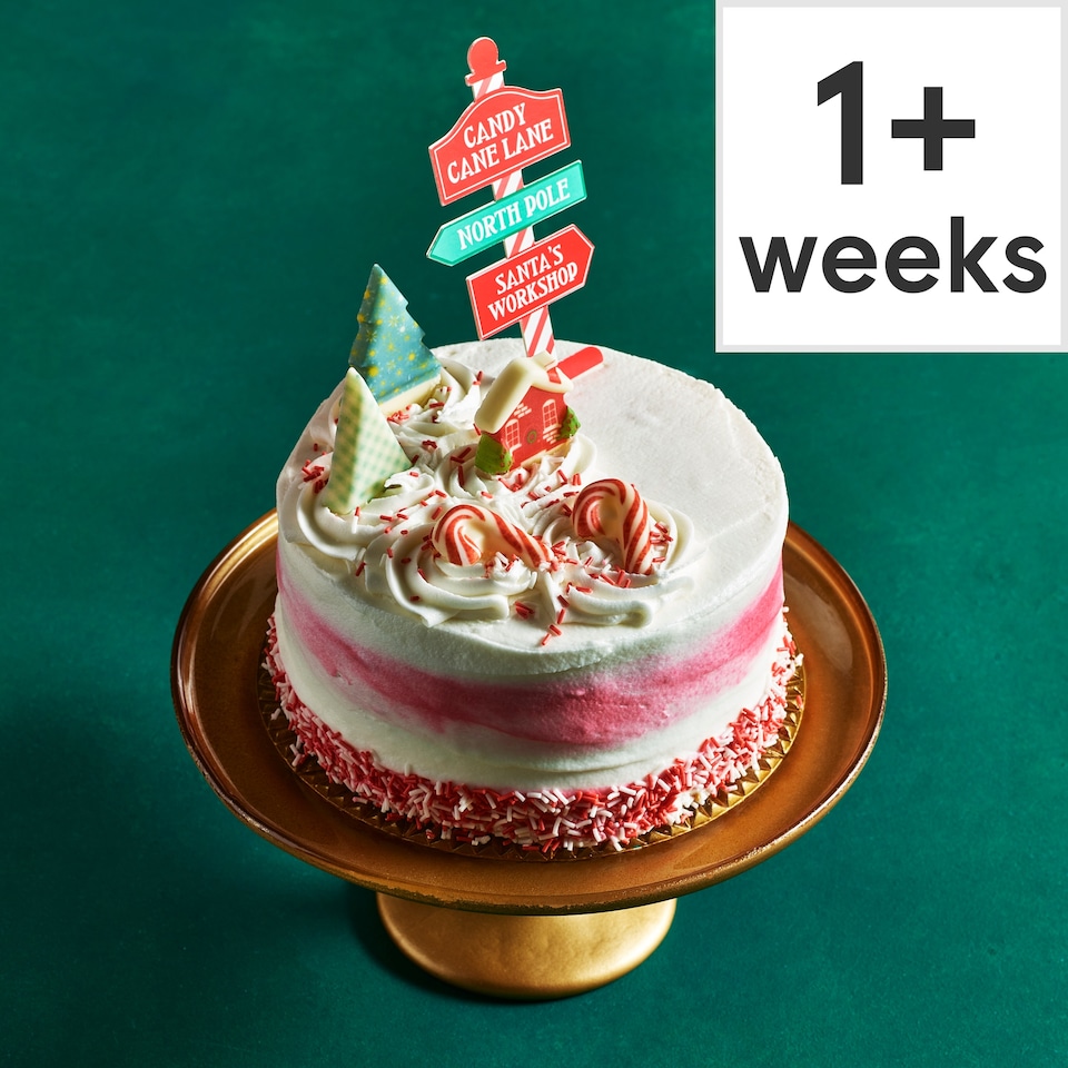 image 1 of 76. Tesco Candy Cane Celebration Cake (Serves 16)