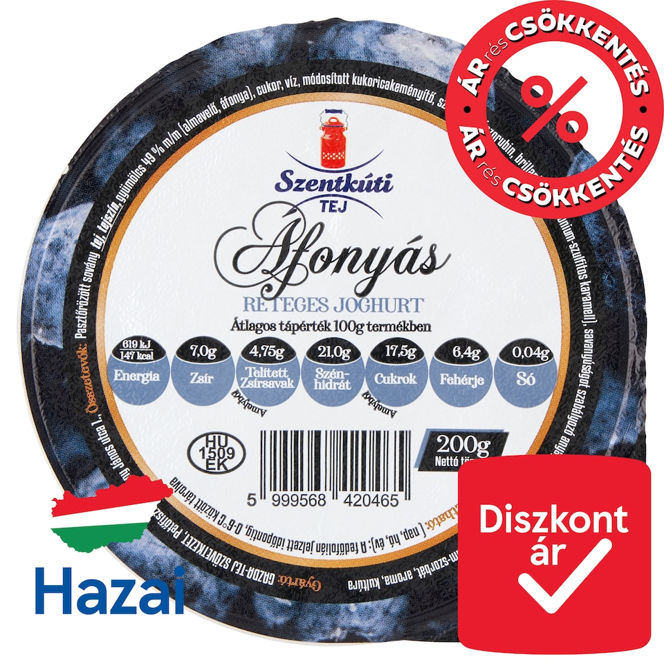 Szentkúti Tej Blueberry Layered Yogurt 200 g