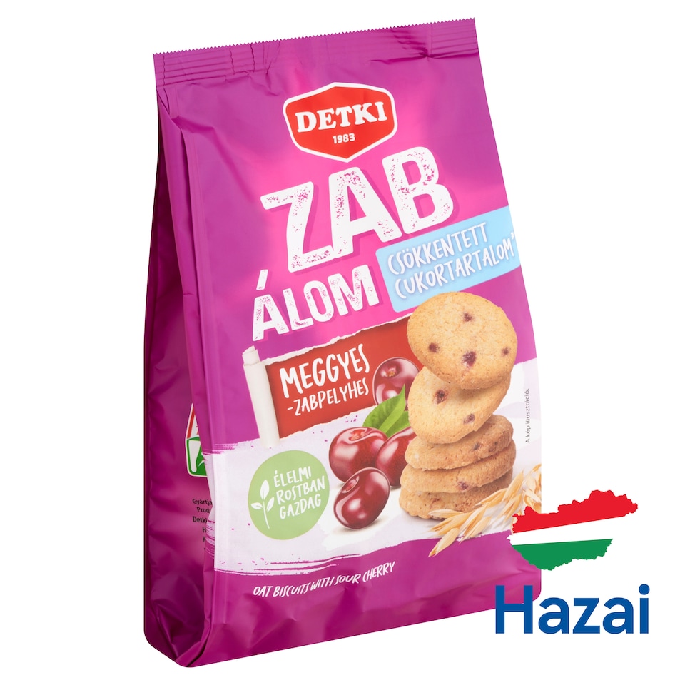 Detki Zab Álom Oat Biscuits with Sour Cherry, with Reduced Sugar Content 150 g