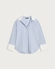 image 4 of F&F Cotton Rich Stripe Print Contrast Collar Oversized Fit Shirt in Blue