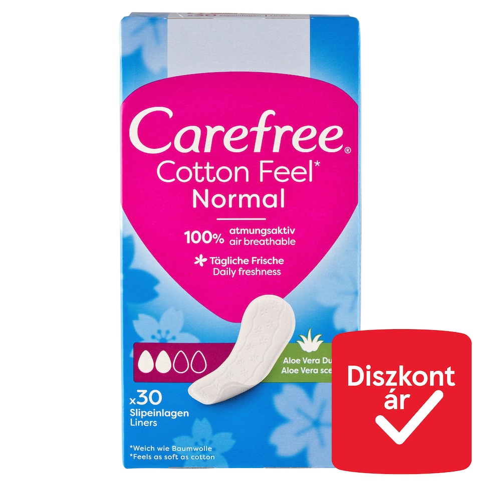 Carefree Cotton Feel normal tisztasági betét aloe vera illattal 30 db