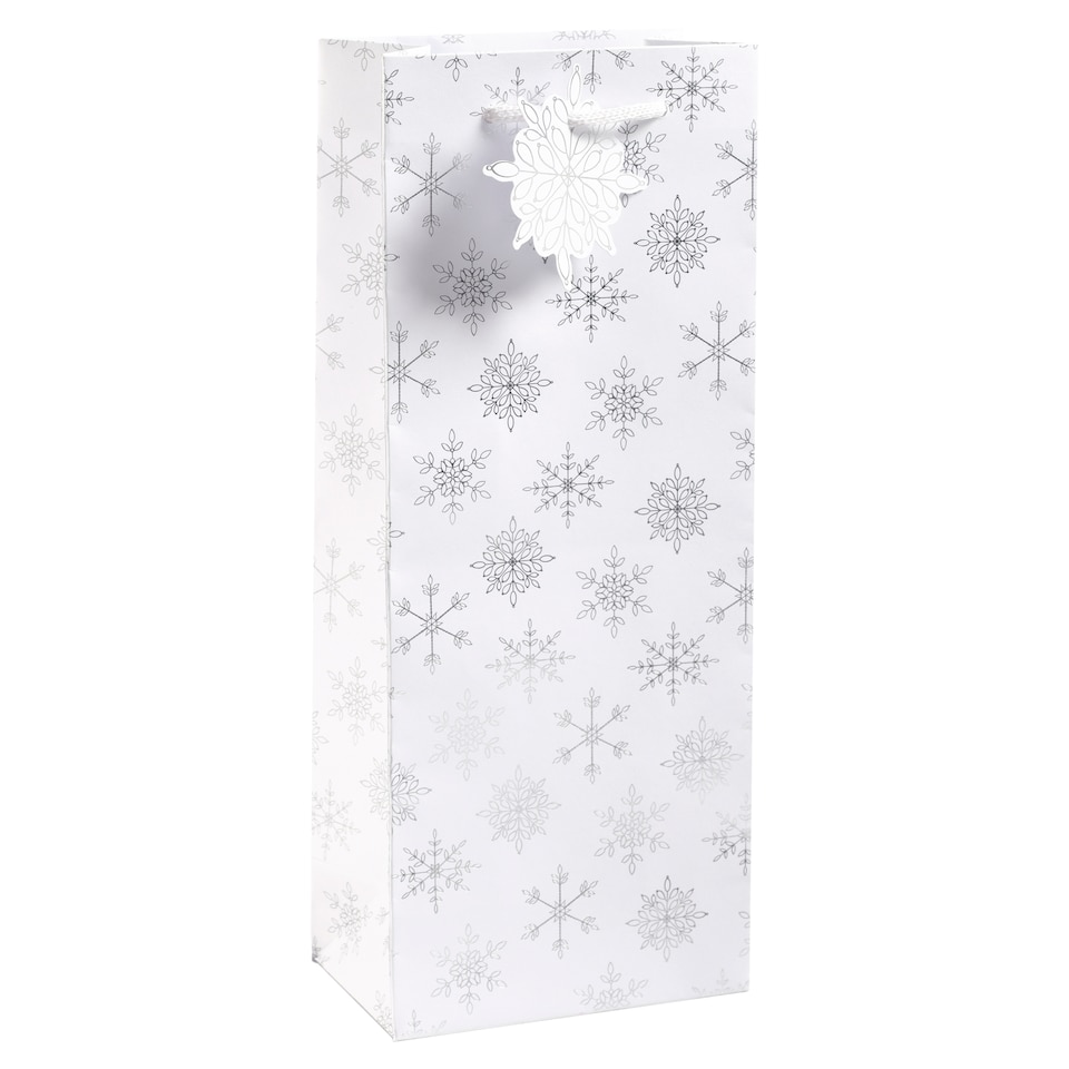 Tesco Silver Snowflake Christmas Bottle Bag