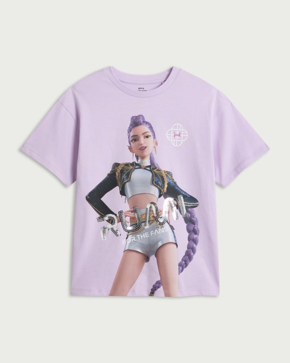 image 1 of K-Pop Demon Hunters Pure Cotton Rumi T-Shirt in Multi