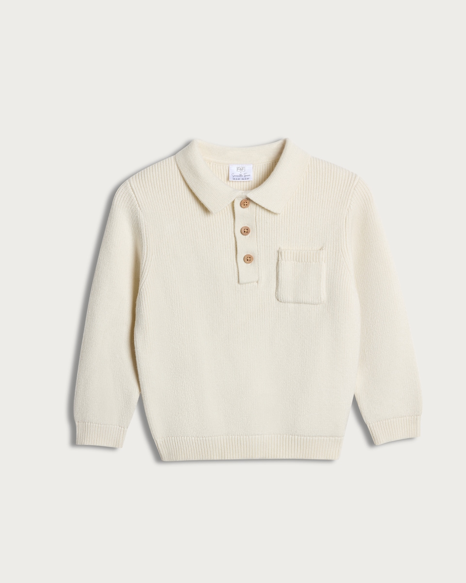 image 1 of F&F x Samantha Faiers Knitted Polo Jumper in Cream