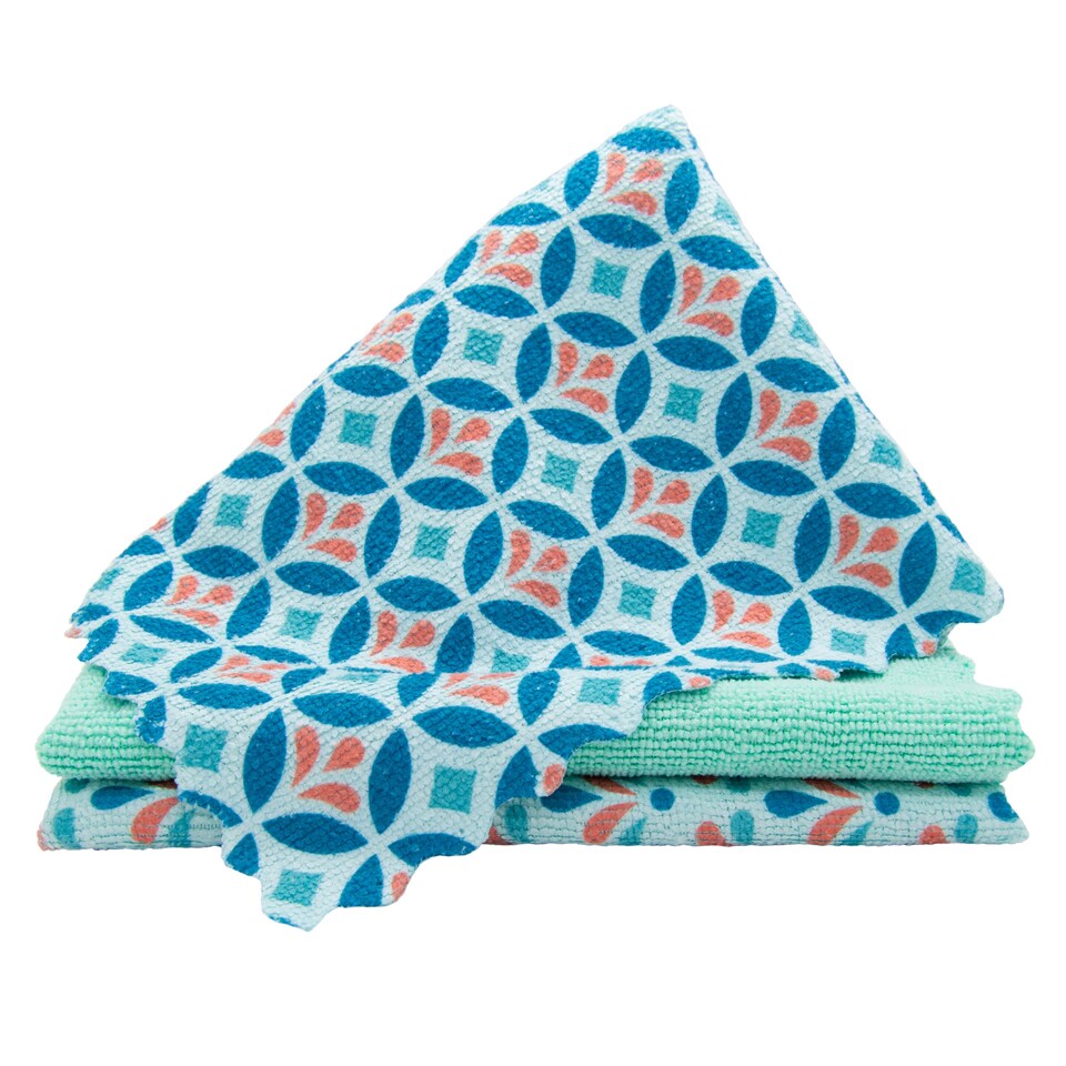 image 1 of Spontex Microfibre Mosaik Cloths Clip Strip 3 Pack