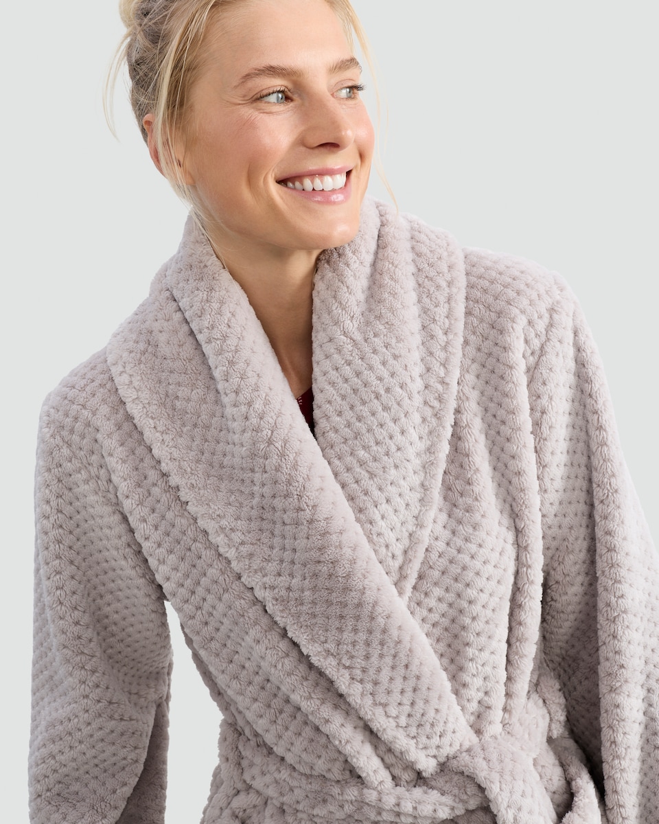 image 1 of F&F Fleece Honeycomb Textured Dressing Gown in Purple