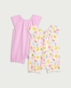 image 2 of F&F Baby 2-Pack Cotton Rich Fruit Print Rompers in Purple